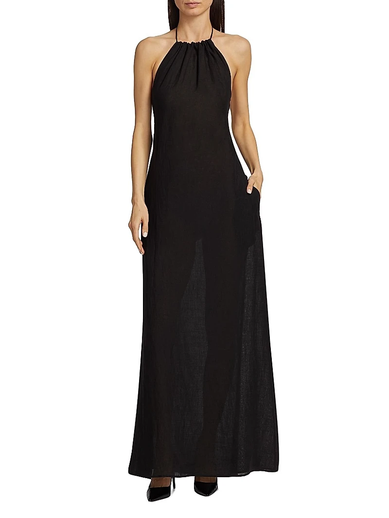 Lelia Linen Halterneck Maxi Dress