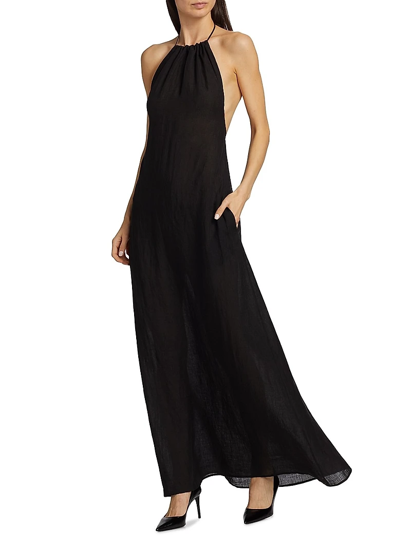 Lelia Linen Halterneck Maxi Dress