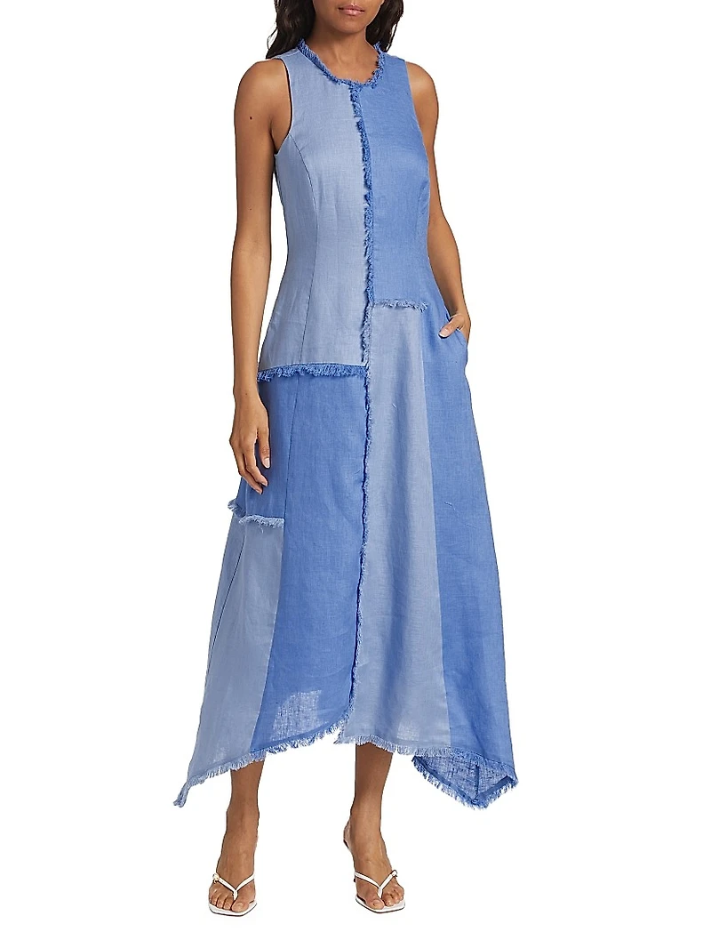 Thalassa Patchwork Linen Handkerchief Dress