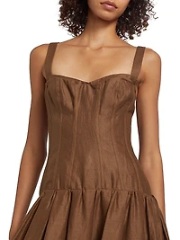 Makenna Linen Corset Midi-Dress