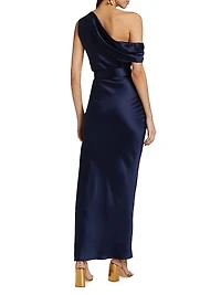 Eartha Belted Satin Gown