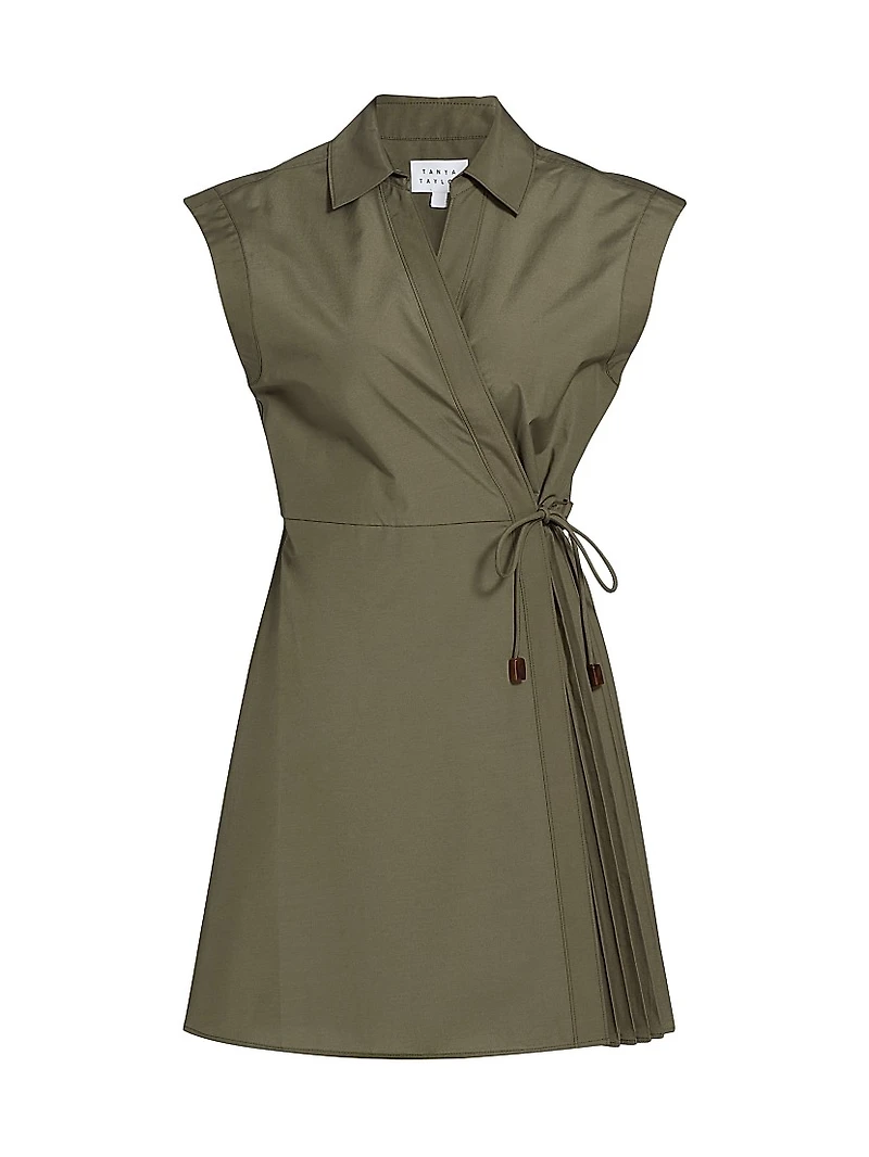 Shivon Pleated Poplin Tie-Waist Shirtdress