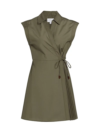 Shivon Pleated Poplin Tie-Waist Shirtdress