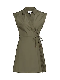 Shivon Pleated Poplin Tie-Waist Shirtdress