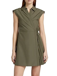 Shivon Pleated Poplin Tie-Waist Shirtdress