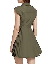 Shivon Pleated Poplin Tie-Waist Shirtdress