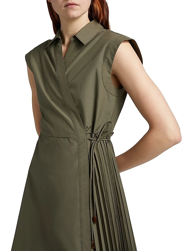 Shivon Pleated Poplin Tie-Waist Shirtdress