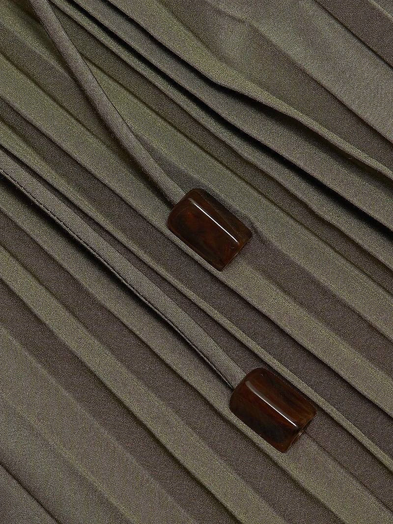 Shivon Pleated Poplin Tie-Waist Shirtdress