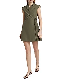 Shivon Pleated Poplin Tie-Waist Shirtdress