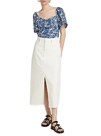 Bleecker Floral Flutter-Sleeve Blouse