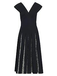 Ella Pleated Cotton Midi-Dress