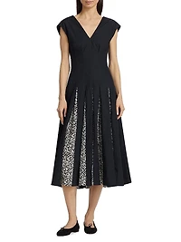 Ella Pleated Cotton Midi-Dress