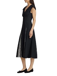 Ella Pleated Cotton Midi-Dress