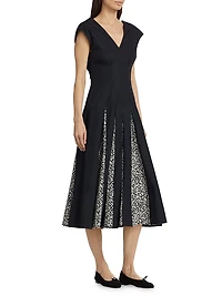 Ella Pleated Cotton Midi-Dress