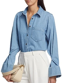 Wesley Bell-Sleeve Cotton Shirt