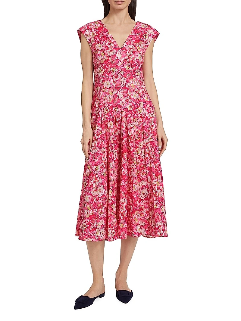 Ella Printed Cotton Midi-Dress