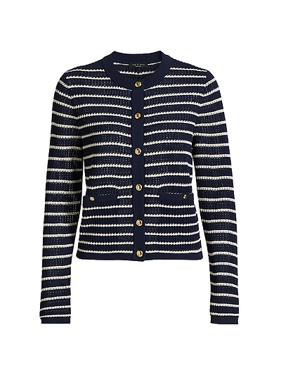 Viola Cotton-Blend Stripe Cardigan
