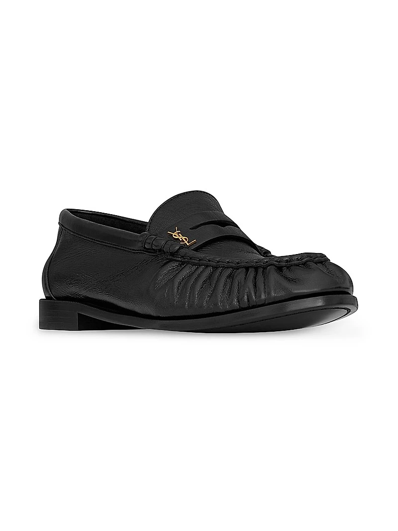 Women's Le Loafer Penny Slippers Shiny Creased Leather
