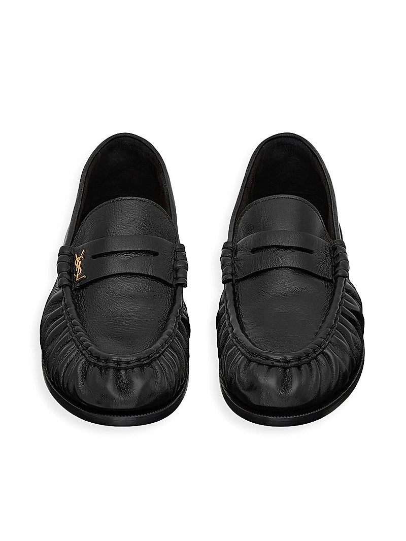 Women's Le Loafer Penny Slippers Shiny Creased Leather