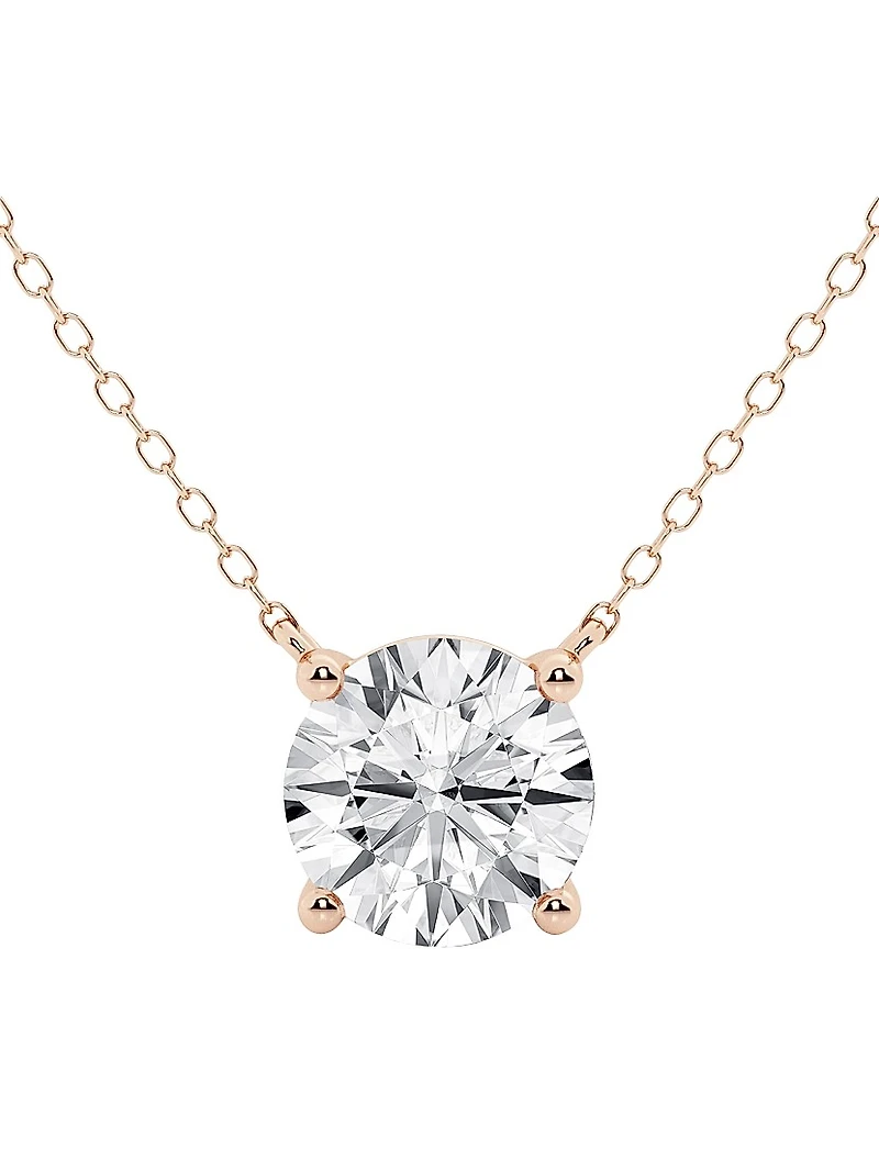14K Gold & Round Lab-Grown Diamond Solitaire Pendant Necklace