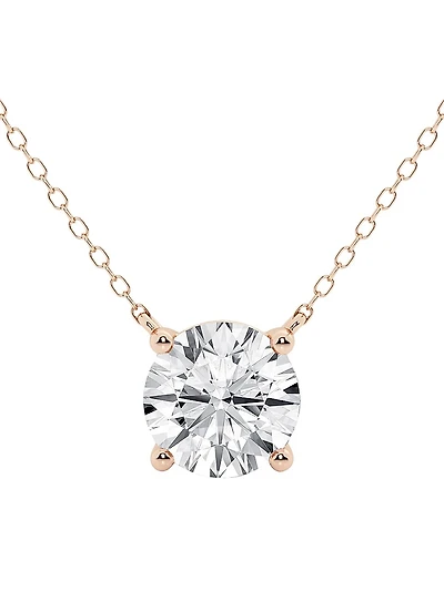14K Gold & Round Lab-Grown Diamond Solitaire Pendant Necklace