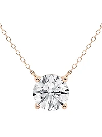 14K Gold & Round Lab-Grown Diamond Solitaire Pendant Necklace