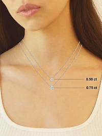14K Gold & Round Lab-Grown Diamond Solitaire Pendant Necklace