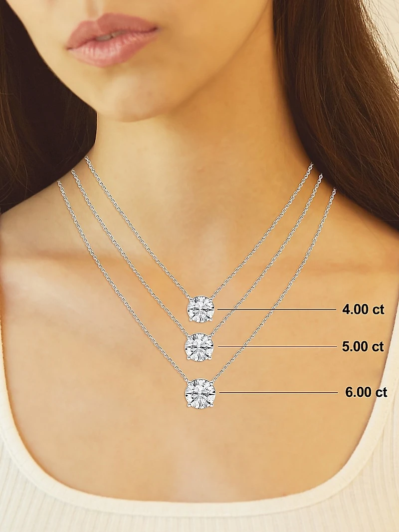 14K Gold & Round Lab-Grown Diamond Solitaire Pendant Necklace
