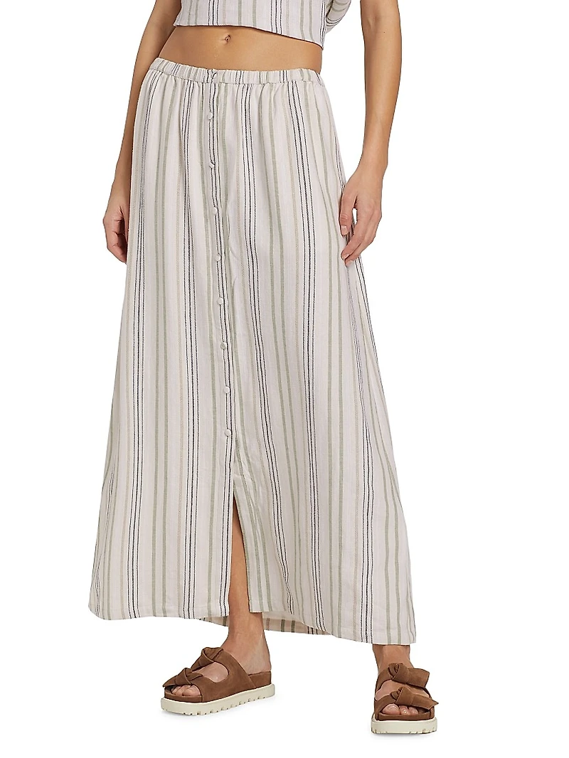 Demi Striped Linen-Blend Maxi Skirt