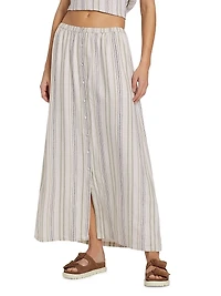 Demi Striped Linen-Blend Maxi Skirt