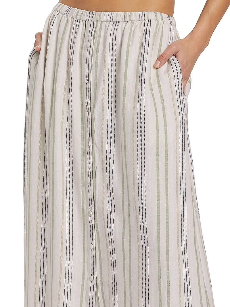 Demi Striped Linen-Blend Maxi Skirt