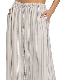 Demi Striped Linen-Blend Maxi Skirt