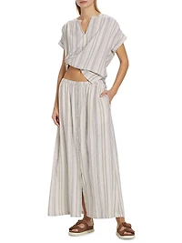 Demi Striped Linen-Blend Maxi Skirt