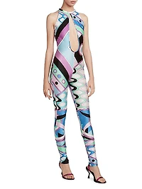 Very Vivara Printed Shiny Stretch Jumpsuit