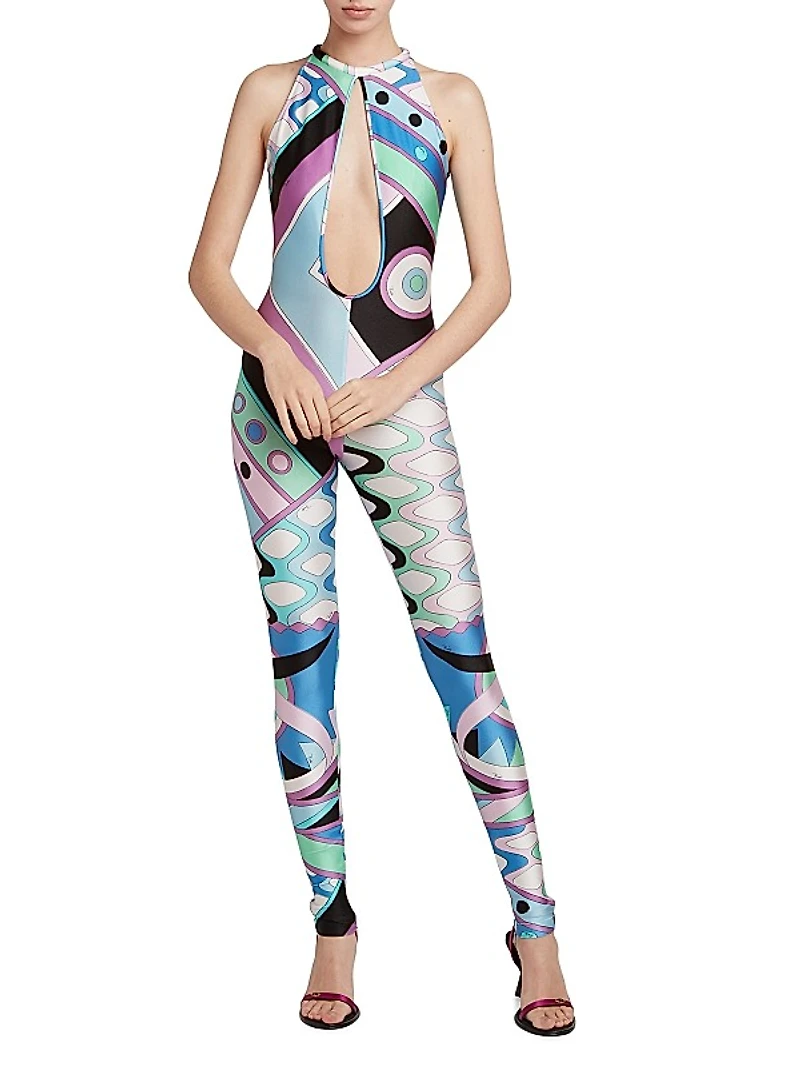 Very Vivara Printed Shiny Stretch Jumpsuit