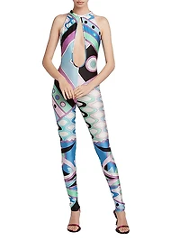 Very Vivara Printed Shiny Stretch Jumpsuit