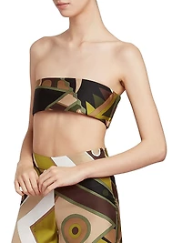 Very Vivara Abstract Silk Twill Bandeau Top