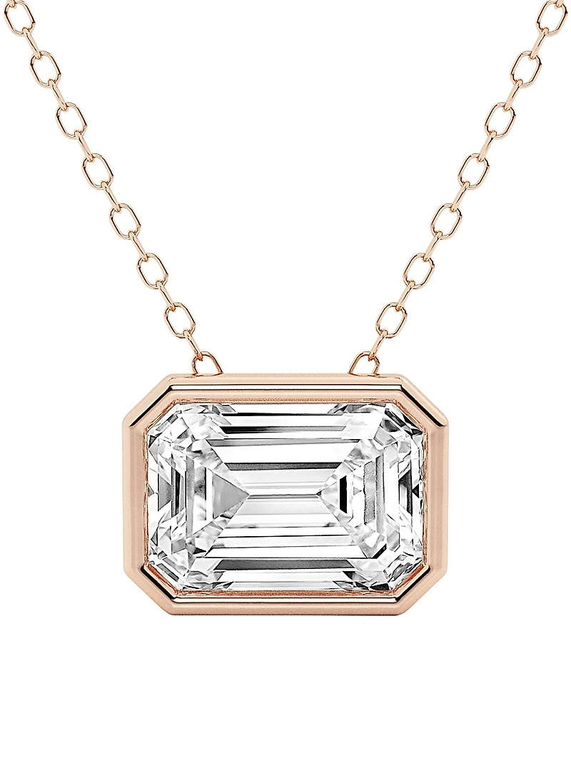14K Gold & Emerald-Cut Lab-Grown Diamond Solitaire Pendant Necklace