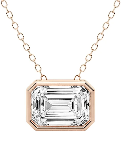 14K Gold & Emerald-Cut Lab-Grown Diamond Solitaire Pendant Necklace