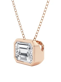 14K Gold & Emerald-Cut Lab-Grown Diamond Solitaire Pendant Necklace