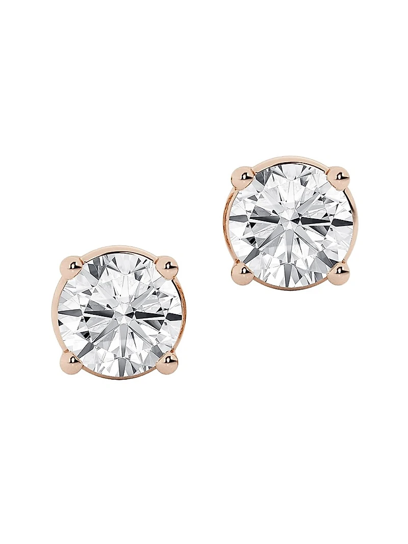 14K Gold & Round Lab-Grown Diamond Stud Earrings