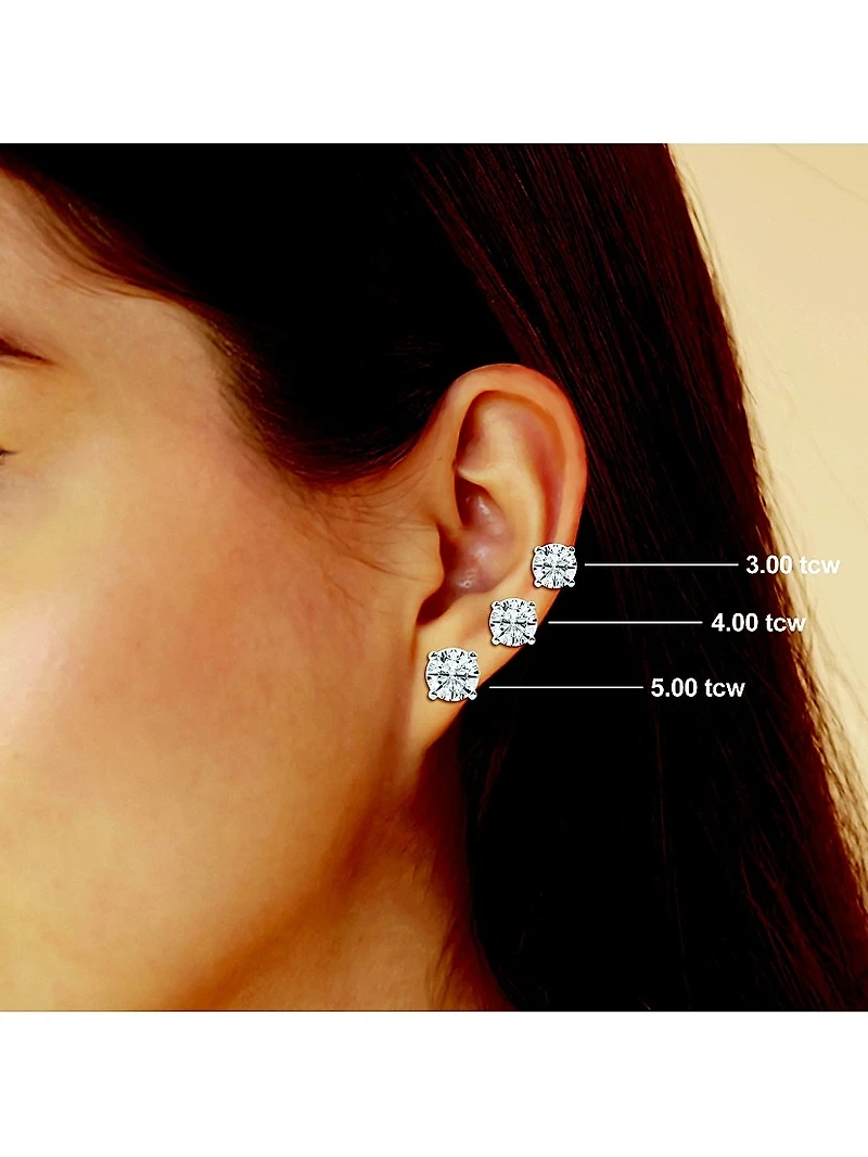 14K Gold & Round Lab-Grown Diamond Stud Earrings