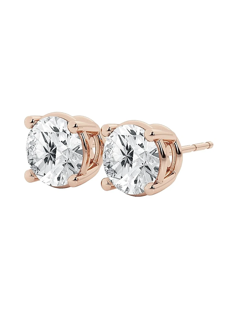 14K Gold & Round Lab-Grown Diamond Stud Earrings