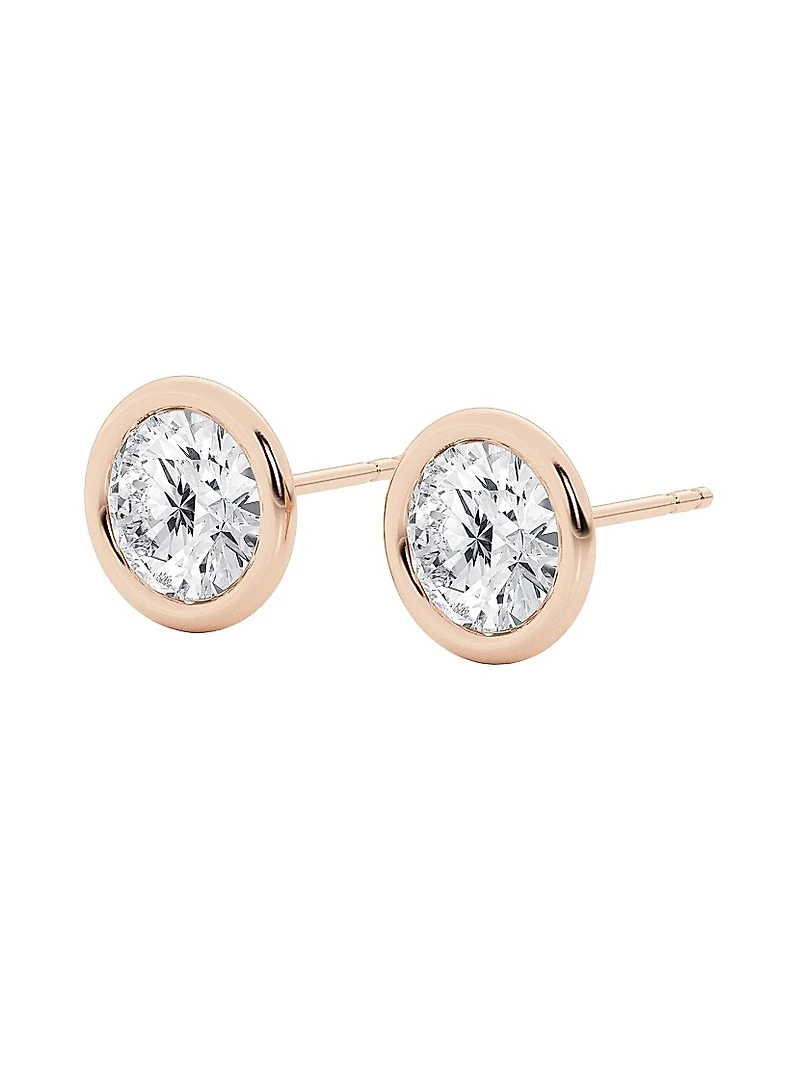 14K Gold & 0.50-6.00 TCW Lab-Grown Diamond Bezel Set Stud Earrings
