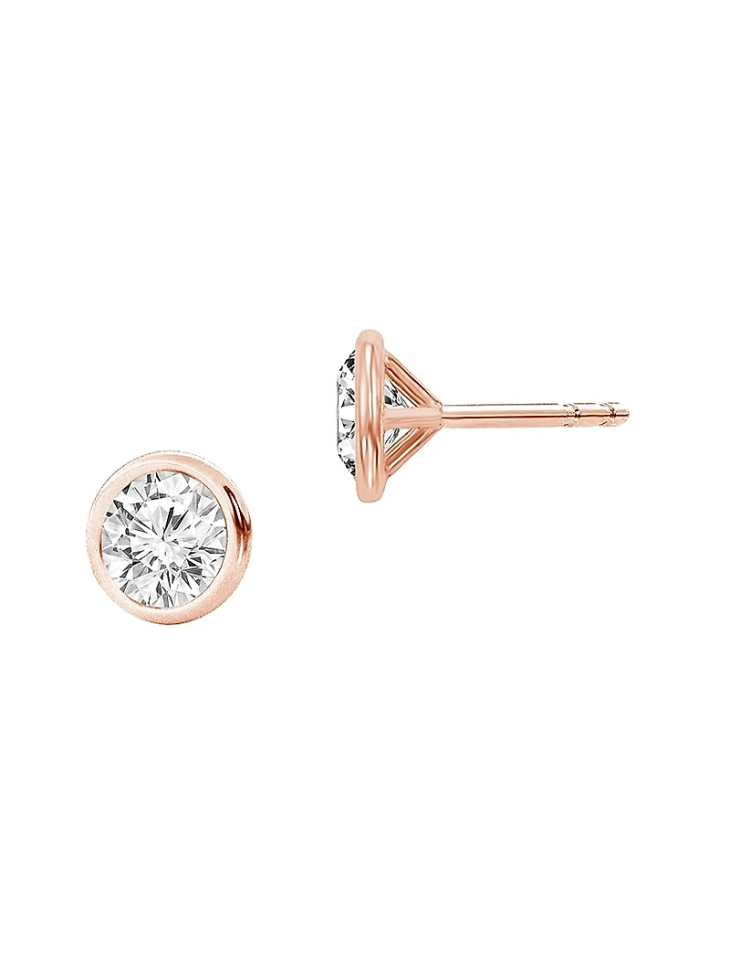 14K Gold & 0.50-6.00 TCW Lab-Grown Diamond Bezel Set Stud Earrings