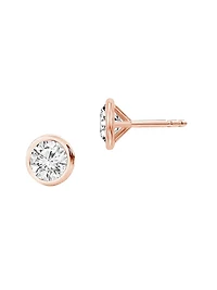 14K Gold & 0.50-6.00 TCW Lab-Grown Diamond Bezel Set Stud Earrings