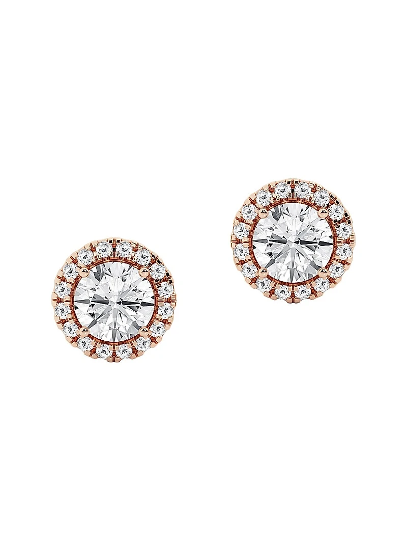 14K Gold & 0.64-3.51 TCW Lab-Grown Diamond Halo Stud Earrings
