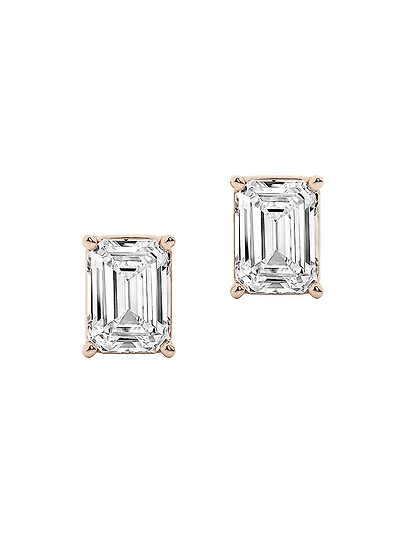 14K Gold & Emerald-Cut Lab-Grown Diamond Stud Earrings