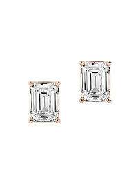 14K Gold & Emerald-Cut Lab-Grown Diamond Stud Earrings