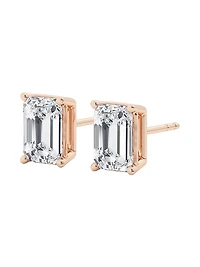 14K Gold & Emerald-Cut Lab-Grown Diamond Stud Earrings